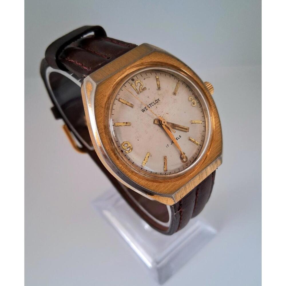 Vintage Westclox Men's Leather‎ Mechanical Hand Wind Watch